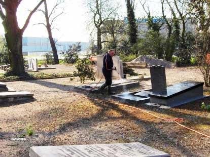Algen op grafmonumenten